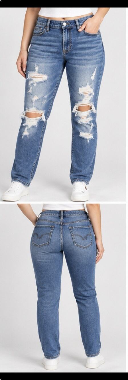 American Eagle Womens Jeans Size 12 Short Next Level Stretch Distressed Blue